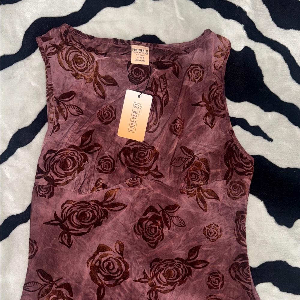 Forever 21 Rose Patterned Sleeveless mini Dress